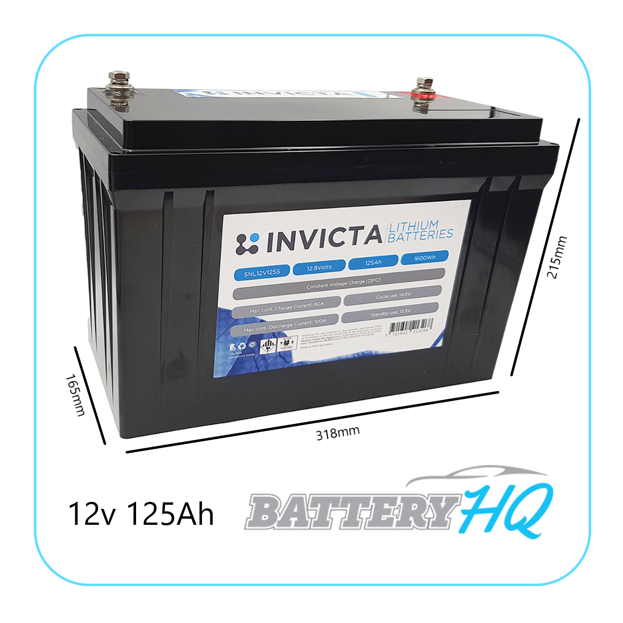 Invicta SNL12v125s Lithium Deep Cycle Battery - Battery HQ Brisbane