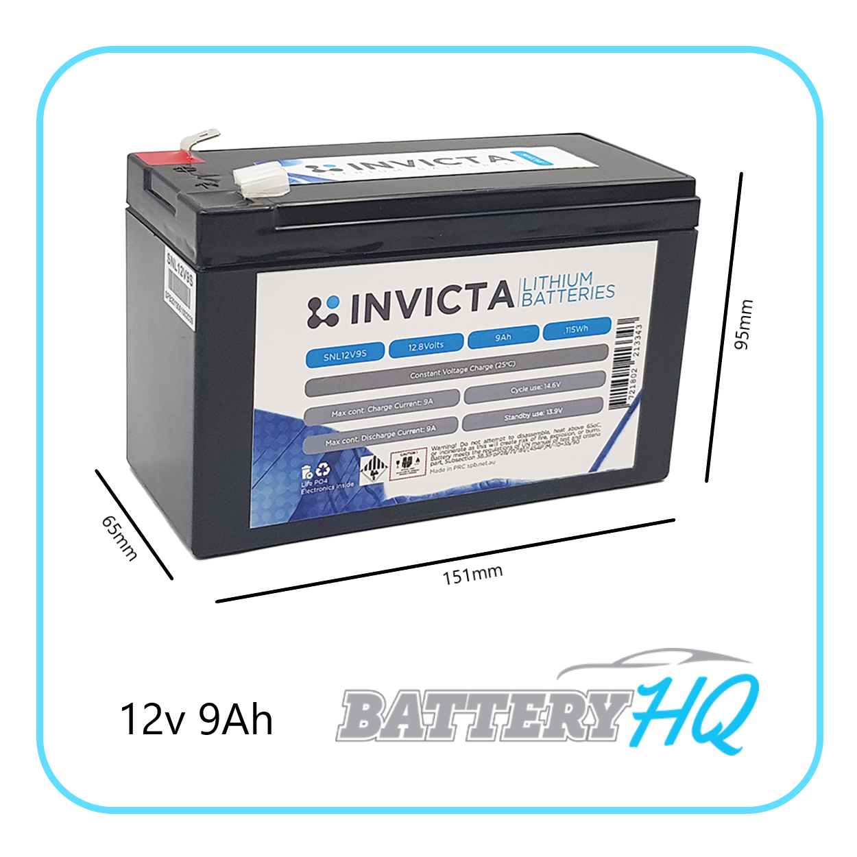 Invicta SNL12v9 Lithium Deep Cycle Battery HQ Brisbane