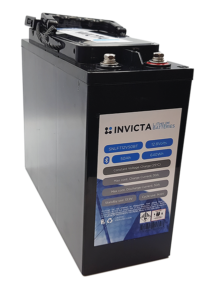 Invicta SNLFT12v50BT Slimline Lithium Deep Cycle Battery - Battery HQ Brisbane